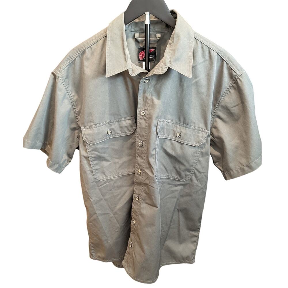 Red Wing Work Shirt Mens L-R Gray Short Sleeve Button Up Made in Poland